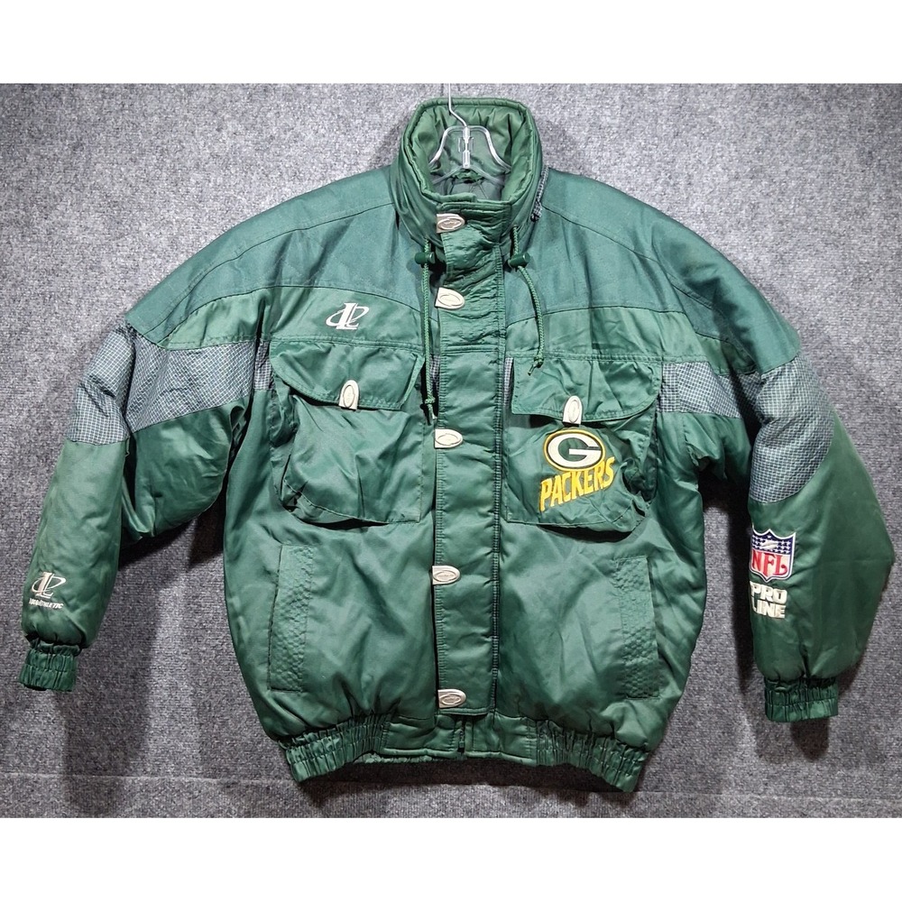 Mens Logo Athletic Green Bay Packers NFL Pro Line Vintage Puffer Jacket Medium‎